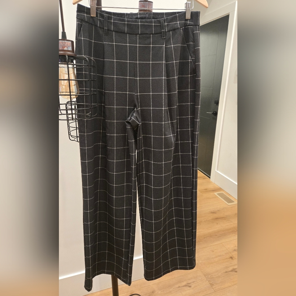 Zac & Rachel Black Checkered Wide Leg Pants